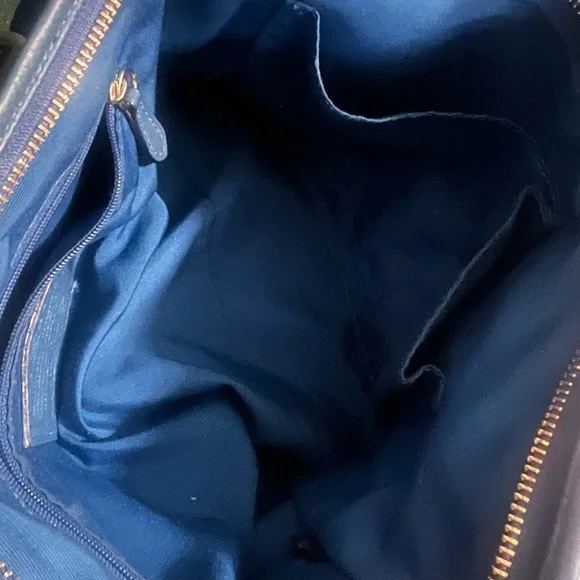 Coach Navy Leather Shoulder Tote with Gold Hardware - Picture 15 of 15
